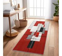 Runner Rug 60X180 Cmabstract Cubes Lines Long Floor Mat Non Slip Washable Area Rug For Entryway Kitchen Bedroom Living Room Corridor Stair Red