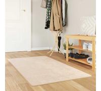 Runner Rug 80x100cm Cream Polyester Velvet PVC Backing Low Pile Machine-Washable