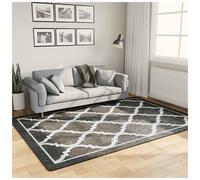 Runner Rug Black/Dark Grey, 160x230cm Polyester Low Pile PVC Anti-Slip Washable