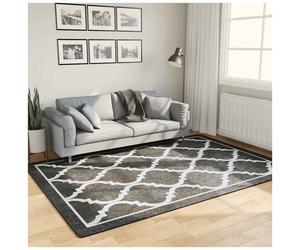 Runner Rug Black/Dark Grey, 160x230cm Polyester Low Pile PVC Anti-Slip Washable