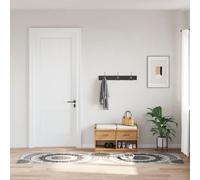 Runner Rug Black Grey 80x300cm Polyester Velvet Soft PVC Backing Noise-Reducing