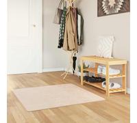 Runner Rug Cream 50 x 100 cm Plush Polyester PVC Non-Slip Low Pile Washable Soft