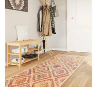 Runner Rug Cream 80x300 cm Polyester Velvet Low Pile PVC Anti-Slip Washable Soft