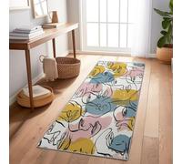 Runner Rug for Entryway 60 x 180 cm, Chic Art Unique Abstract Human Faces Long Hallway Runner Rug, Non Slip Washable Floor Carpet Runner for Bedroom Laundry Room Kitchen Room, Multicoloured