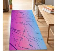Runner Rug for Entryway 80 x 150 cm, Modern Gradient Abstract Lines Long Hallway Runner Rug, Non Slip Washable Floor Carpet Runner for Bedroom Laundry Room Kitchen Room, Blue-Pink