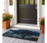 Runner Rug for Hallway 60x180 cm Washable Carpet for Kitchen with Non Slip Backing,Soft Low Pile Long Entryway Rug Fantasy A Lone Tree Blue Leaves Entrance Living Room Laundry Blue