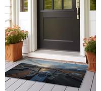 Runner Rug for Hallway 80x200 cm Washable Carpet for Kitchen with Non Slip Backing,Soft Low Pile Long Entryway Rug Impressionism Motorcycles Highways Entrance Living Room Laundry Blue