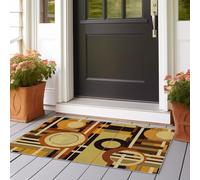 Runner Rug for Hallway 80x200 cm Washable Carpet for Kitchen with Non Slip Backing,Soft Low Pile Long Entryway Rug Art Deco Geometric Shapes Arches Entrance Living Room Laundry Green