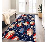 Runner Rug For Hallway American Football Baseball Stars, Non Slip Washable Long Carpet Dark Blue, Soft Low Pile Floor Runner For Kitchen Corridor Bedroom Living Room 60X150 Cm