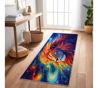 Runner Rug For Hallway Fantasy Lion Stars, Non Slip Washable Long Carpet Blue, Soft Low Pile Floor Runner For Kitchen Corridor Bedroom Living Room 60X150 Cm