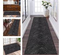 Runner Rug for Hallway Mat washable Long Kitchen Rug non slip Runner Doormat Hall 40X60CM Black Grey Abstract Carpet Runners for Hallways Living Room Bedroom Anti-slip Indoor Entryway Floor Mats