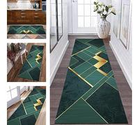 Runner Rug for Hallway Mat washable Long Kitchen Rug non slip Runner Doormat Polyester 40X150CM Design Green Gold Carpet Runners for Hallways Living Room Bedroom Anti-slip Indoor Entryway Floor Mats