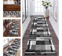 Runner Rug for Hallway Mat washable Long Kitchen Rug non slip Runner Doormat Polyester 60X200CM Grey Black White Carpet Runners for Hallways Living Room Bedroom Anti-slip Indoor Entryway Floor Mats