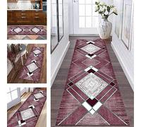 Runner Rug for Hallway Mat washable Long Kitchen Rug non slip Runner Doormat Polyester 60X240CM Wine Red White Carpet Runners for Hallways Living Room Bedroom Anti-slip Indoor Entryway Floor Mats