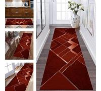 Runner Rug for Hallway Mat washable Long Kitchen Rug non slip Runner Doormat Polyester 80X100CM Red Geometric Carpet Runners for Hallways Living Room Bedroom Anti-slip Indoor Entryway Floor Mats