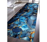 Runner Rug for Hallways,60x120cm, Navy Blue Rug Kitchen Mat, Marble Stripes Gold Crack Design Machine Washable Non-Slip Rubber Backing Kitchen Carpet Floor Mat for Living Room Bedroom Entrance Office