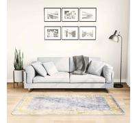 Runner Rug Grey Gold 80x150 cm Polyester PVC Non-Slip Low Pile Machine Washable