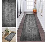 Runner Rug Hallway Dark Grey 80 x 180 cm Corridor Modern Non-Slip Designer Kitchen Rug Washable for Hallway, Bedroom, Living Room, Width 40 cm / 50 cm / 60 cm / 70 cm / 90 cm / 100 cm