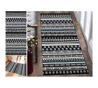 Runner Rug Long Hallway Kitchen Rug Striped 60 x 80 cm Blue Kitchen Runner Non-Slip Carpet Mats Washable Short Pile Polyester Corridor Bedroom Adjustable Width 40-120 cm