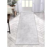 Runner Rug Long Hallway Non-Slip Washable 40 x 120 cm Kitchen Corridor Rug Runner for Hallway White Grey Bedroom Living Room Polyester Carpet Mat Durable Adjustable Kitchen Rug Sold by the Metre
