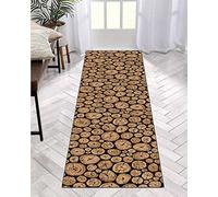 Runner Rug Long Hallway Non-Slip Washable 50 x 180 cm Kitchen Corridor Rug Runner for Hallway 3D Brown Bedroom Living Room Polyester Carpet Mat Durable Adjustable Kitchen Rug Sold by the Metre
