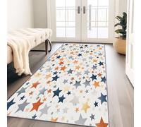 Runner Rug Long Non Slip Abstract Stars Color Blocks Orange Color 60X180 Cm - Washable Hallway Runner Carpet For Kitchen Bedroom Living Room, Patterned Floor Runner For Home Decor