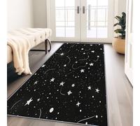 Runner Rug Long Non Slip Space Stars Shooting Stars Black 60X210 Cm - Washable Hallway Runner Carpet For Kitchen Bedroom Living Room, Patterned Floor Runner For Home Decor