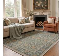 Runner Rug Washable Modern Floral Birds Non Slip TPE Backing Dusty Sage | Washable Thin Indoor Easy Care Polyester for Kitchen Hallway Bedroom Entryway Living Room Non-Shedding Vacuum Friendly 2X5