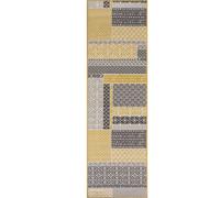 Runner Rug Yellow Ochre Grey Traditional Patchwork Area Rug Kukoon Yellow 70cm x 300cm