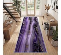 Runner Rugs for Hallway 40 x 120 cm, Modern Fluid Abstract Marble Washable Kitchen Carpet Runner Non-Slip - Soft Low Pile Purple Agate Gilded Cracks Long Rug Floor Mat for Laundry Bedroom Living Room