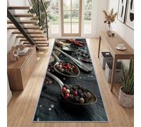 Runner Rugs for Hallway 40 x 120 cm, Modern Gourmet Washable Kitchen Carpet Runner Non-Slip - Soft Low Pile Metal Spoon Peppercorns Long Rug Floor Mat for Laundry Bedroom Living Room