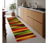 Runner Rugs for Hallway 40 x 120 cm, Orange-Green Washable Kitchen Carpet Runner Non-Slip - Soft Low Pile Bohemian Pastoral Geometric Retro Long Rug Floor Mat for Laundry Bedroom Living Room