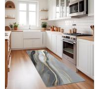 Runner Rugs for Hallway 50 x 150 cm, Non-Slip Extra Long Washable Runner Rugs Soft Low Pile, Modern Refined Marble Pattern Rug Carpet Runners for Entryway Kitchen Bedside Laundry Room, Gray Gold