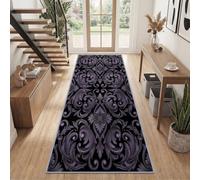 Runner Rugs for Hallway 60 x 180 cm, Classical Dark Victorian Washable Kitchen Carpet Runner Non-Slip - Soft Low Pile Dark Purple Acanthus Leaf Vines Long Rug Floor Mat for Bedroom Living Room