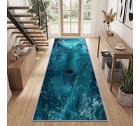 Runner Rugs for Hallway 60 x 180 cm, Fantasy Dynamic Washable Kitchen Carpet Runner Non-Slip - Soft Low Pile Animal Wolf Water Flow Long Rug Floor Mat for Laundry Bedroom Living Room