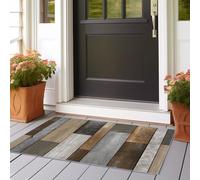 Runner Rugs for Hallway 60x240 cm Non Slip Washable Hall Runner Rug, Wood Grain Vintage Patchwork Corridor, Bedroom, Living Room Soft Low Pile Long Entryway brown