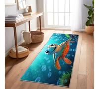 Runner Rugs for Hallway Non Slip 60 x 120 cm - Cartoon 3D Animal Turtle Washable Low Pile Area Rug, Blue Non-slip Long Floor Mat Carpet for Kitchen Entryway Bedroom Laundry Room