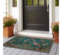 Runner Rugs for Hallway Retro Court Style Birds And Flowers Washable Kitchen Entryway Low Pile Soft Area Rugs for 60x240 cm Living Room Office Narrow Runner Rugs for Green And Blue