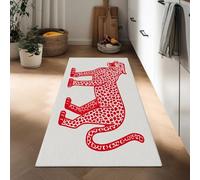 Runner Rugs Hallway 60 x 180 cm, White Washable Kitchen Long Carpet Runner Non-Slip, Minimalist Animal Hand-Painted Leopard Carpet Floor Mat for Entryway Kids Bedroom Laundry Living Room