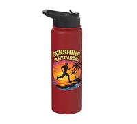 Runner Running On Beach Sunshine Summer Vacation Island Stainless Steel Insulated Water Bottle