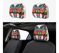 Runner Swedish Dala Horse Folk Car Headrest Cover 2 PCS, Funny Auto Front Seat Head Rest Protector, Universal Car Headrest Protector Elastic, Personalized Seat Cover Headrest Trim for Most Cars