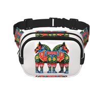 Runner Swedish Dala Horse Folk Fanny Pack Adjustable Crossbody Bag Large Waist Bag Travel Belt Bag Unisex Bum Bag