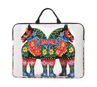 Runner Swedish Dala Horse Folk Laptop Case 14 Inch Laptop Sleeve Computer Carrying Bag Shockproof Protective Notebook Case Portable Laptop Bag Waterproof Briefcase Bag for Men Women