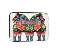 Runner Swedish Dala Horse Folk Laptop Case 17 inch, Water Resistant Laptop Sleeve Shockproof Protective Traveling Computer Bag Portable Business Briefcase for Men Women