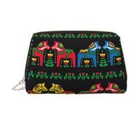 Runner Swedish Dala Horse Folk Makeup Bag Travel Makeup Bag with Compartments,Portable Toiletry Bag for Women
