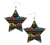 Runner Swedish Dala Horse Folk Party Earrings for Women, Sparkling Star Dangle Earrings, Fashion Drop Jewelry for Night Out