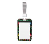 Runner Swedish Dala Horse Folk Print Id Badge Holder Sliding Card Holder Vertical Card Protector Cover Case Teacher Lanyard for Office Women Men