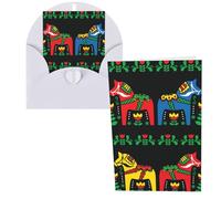 Runner Swedish Dala Horse Folk Print Thank You Cards Greeting Cards With Envelopes Blank Note Cards 10x15 cm Perfect for Thank Yous Invitations