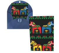 Runner Swedish Dala Horse Folk Print Thank You Cards Greeting Cards With Envelopes Blank Note Cards 10x15 cm Perfect for Thank Yous Invitations