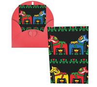 Runner Swedish Dala Horse Folk Print Thank You Cards Greeting Cards With Envelopes Blank Note Cards 10x15 cm Perfect for Thank Yous Invitations